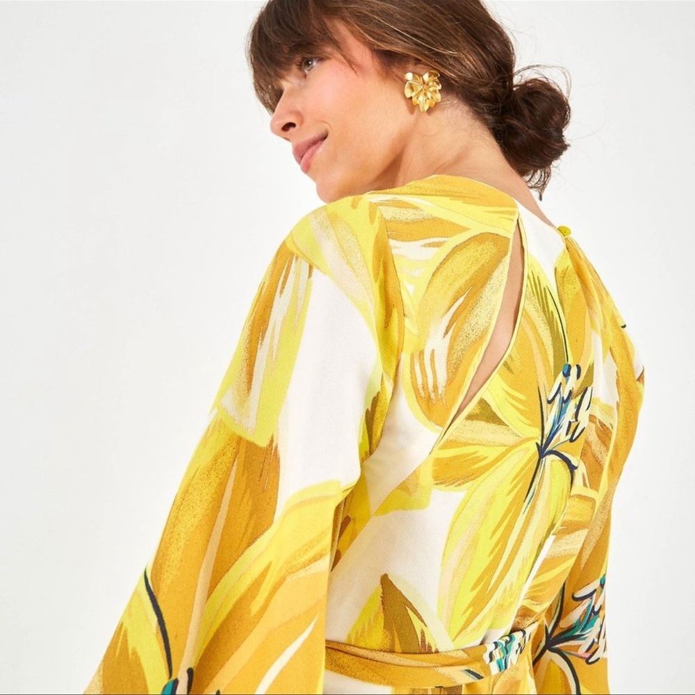 EUC FARM Rio Azalea yellow Wrap Dress - Picture 3 of 7